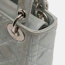 Pre Owned Dior Blue Mini Iridescent Lambskin Cannage Lady Dior