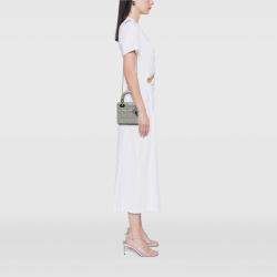 Pre Owned Dior Blue Mini Iridescent Lambskin Cannage Lady Dior