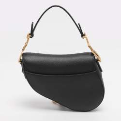 Pre Owned Dior Black Leather Mini Saddle Bag