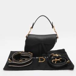 Pre Owned Dior Black Leather Mini Saddle Bag