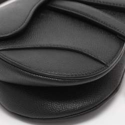 Pre Owned Dior Black Leather Mini Saddle Bag