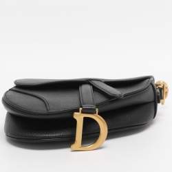 Pre Owned Dior Black Leather Mini Saddle Bag