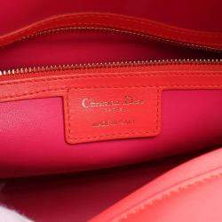 Pre Owned Christian Dior Dior Lady Large Handbag Leather Red Pink
