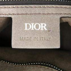 Pre Owned Christian Dior Saddle Shearling Mouton Gray Shoulder Bag
