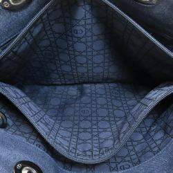 Pre Owned Christian Dior Lady Cannage Tote Handbag Denim