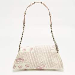 Pre Owned Dior Pink/White Cherry Blossom Print Fabric Shoulder Bag