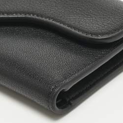 Pre Owned Dior Black Leather Saddle Lotus Wallet