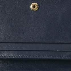 Pre Owned Dior Navy Blue Patent Leather Mini Lady Dior Gardenia Wallet