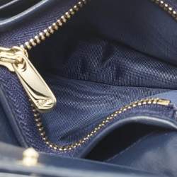 Pre Owned Dior Navy Blue Patent Leather Mini Lady Dior Gardenia Wallet