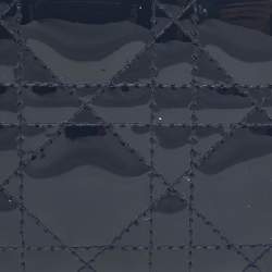 Pre Owned Dior Navy Blue Patent Leather Mini Lady Dior Gardenia Wallet