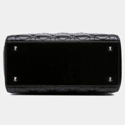 Pre Owned Dior Black Medium Patent Cannage Lady Dior