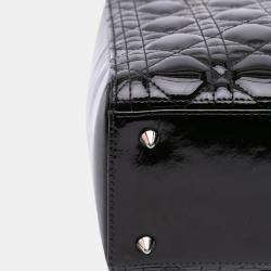 Pre Owned Dior Black Medium Patent Cannage Lady Dior