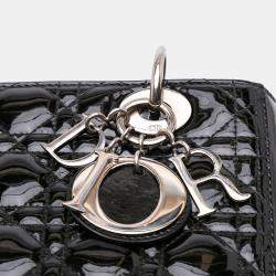 Pre Owned Dior Black Medium Patent Cannage Lady Dior