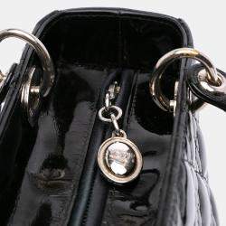 Pre Owned Dior Black Medium Patent Cannage Lady Dior