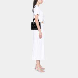 Pre Owned Dior Black Medium Patent Cannage Lady Dior