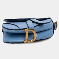 Pre Owned حقيبة ديور سرج جلد جوت أزرق داكن