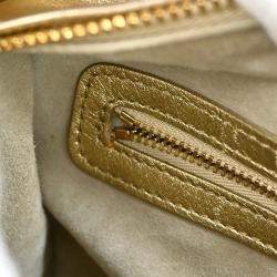 Pre Owned Christian Dior Gold Lambskin Lady Dior Cannage 2way Handbag