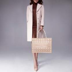 Pre Owned Dior Metallic Pink Cannage Embroidered Canvas Medium Book Tote