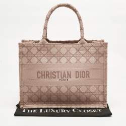 Pre Owned Dior Metallic Pink Cannage Embroidered Canvas Medium Book Tote