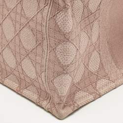 Pre Owned Dior Metallic Pink Cannage Embroidered Canvas Medium Book Tote