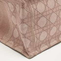 Pre Owned Dior Metallic Pink Cannage Embroidered Canvas Medium Book Tote