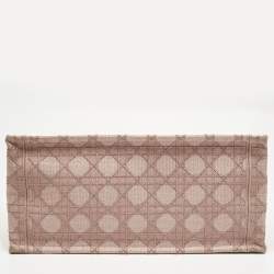 Pre Owned Dior Metallic Pink Cannage Embroidered Canvas Medium Book Tote