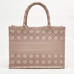Pre Owned Dior Metallic Pink Cannage Embroidered Canvas Medium Book Tote