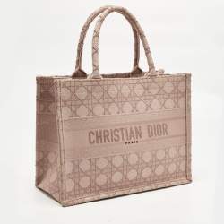 Pre Owned Dior Metallic Pink Cannage Embroidered Canvas Medium Book Tote