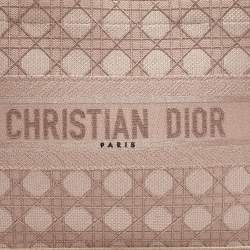 Pre Owned Dior Metallic Pink Cannage Embroidered Canvas Medium Book Tote