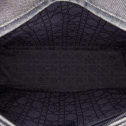 Pre Owned Dior Navy Blue Large Denim Cannage Lady Dior