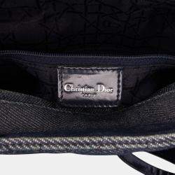 Pre Owned Dior Navy Blue Large Denim Cannage Lady Dior