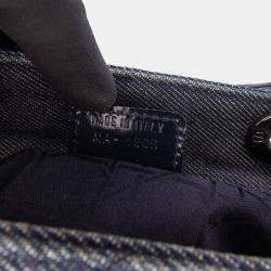 Pre Owned Dior Navy Blue Large Denim Cannage Lady Dior