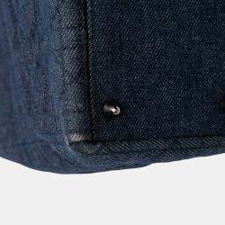 Pre Owned Dior Navy Blue Large Denim Cannage Lady Dior