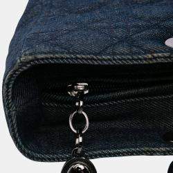 Pre Owned Dior Navy Blue Large Denim Cannage Lady Dior