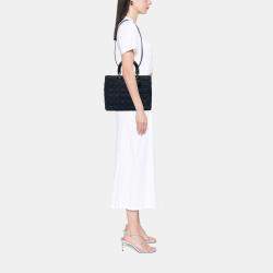 Pre Owned Dior Navy Blue Large Denim Cannage Lady Dior