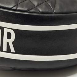 Pre Owned Dior Black/White Cannage Leather Medium Vibe Hobo