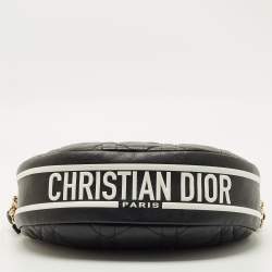 Pre Owned Dior Black/White Cannage Leather Medium Vibe Hobo