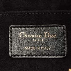 Pre Owned Dior Black/White Cannage Leather Medium Vibe Hobo