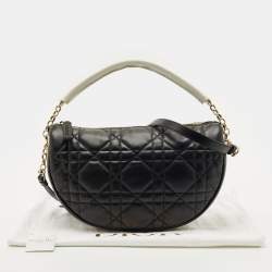 Pre Owned Dior Black/White Cannage Leather Medium Vibe Hobo