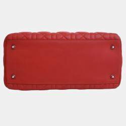 Pre Owned Dior Red Medium Lambskin Cannage Lady Dior