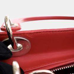 Pre Owned Dior Red Medium Lambskin Cannage Lady Dior