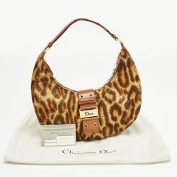 Pre Owned Dior Brown Leopard Print Calf Hair Street Chic Hobo