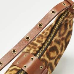 Pre Owned Dior Brown Leopard Print Calf Hair Street Chic Hobo