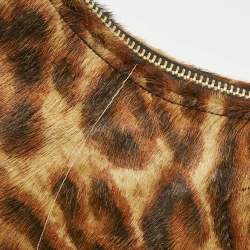 Pre Owned Dior Brown Leopard Print Calf Hair Street Chic Hobo