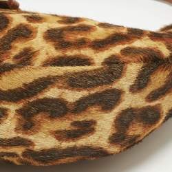 Pre Owned Dior Brown Leopard Print Calf Hair Street Chic Hobo