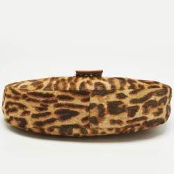Pre Owned Dior Brown Leopard Print Calf Hair Street Chic Hobo
