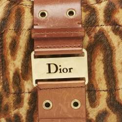 Pre Owned Dior Brown Leopard Print Calf Hair Street Chic Hobo