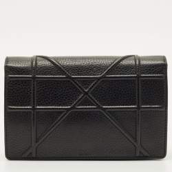 Pre Owned Dior Black Leather Diorama Wallet on Chain