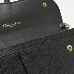 Pre Owned Dior Black Leather Saddle Wallet on Chain