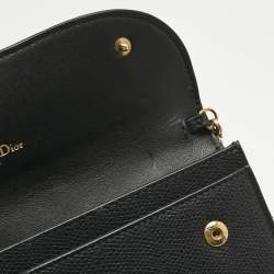 Pre Owned Dior Black Leather Saddle Wallet on Chain